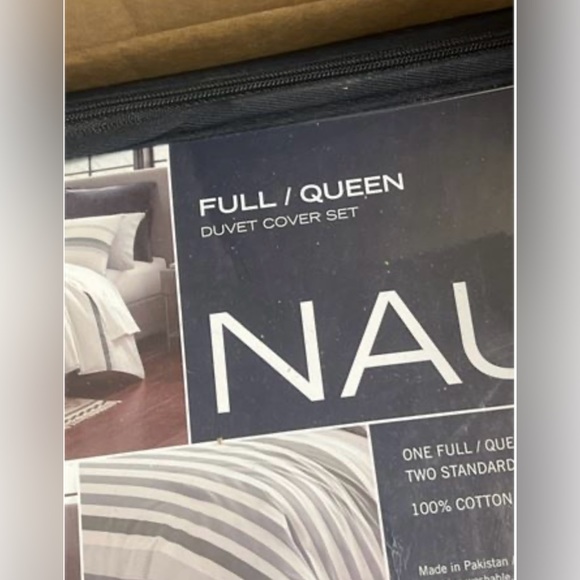Nautica Lansier Cotton Grey Duvet Cover Set QUEEN - Picture 10 of 11
